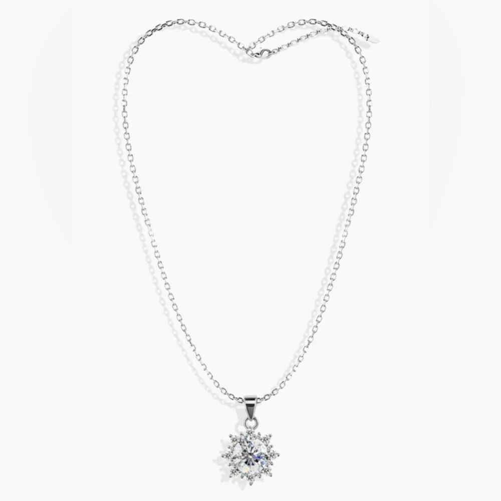 1CT Moissanite Pendant
Necklace with silver chain . 
D VVS1. Certified.
